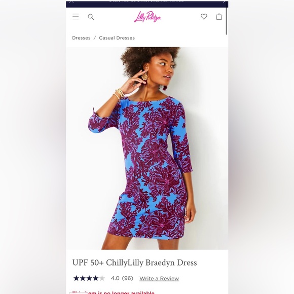 Lilly Pulitzer ChillyLilly Braedyn Dress XL NWT - Picture 1 of 5